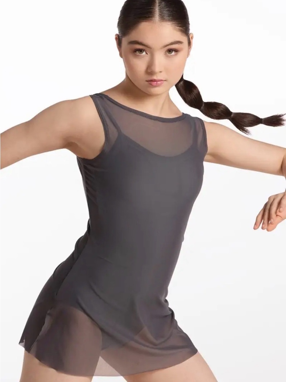 Weissman Dancewear Mesh Sleeveless Mini Overdress in BLACK ⚫️ Adult Medium